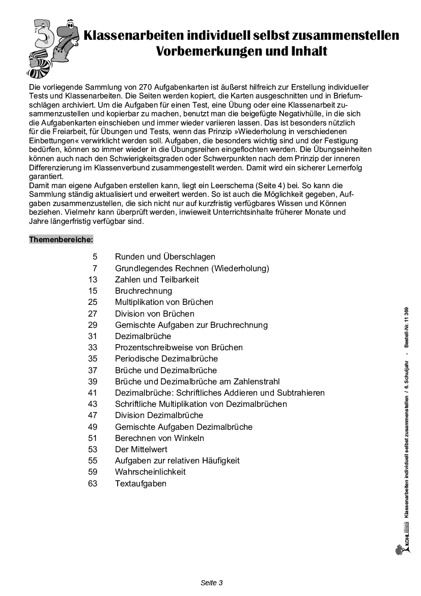 Klassenarbeiten MATHE / Klasse 6