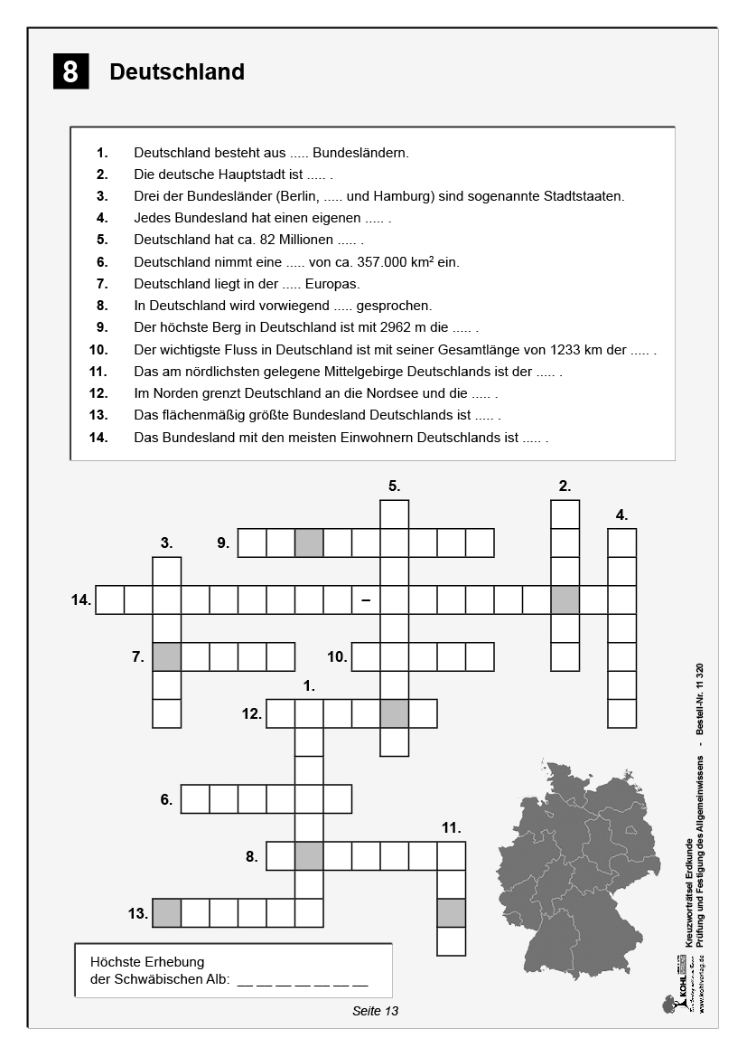 Kreuzworträtsel Erdkunde