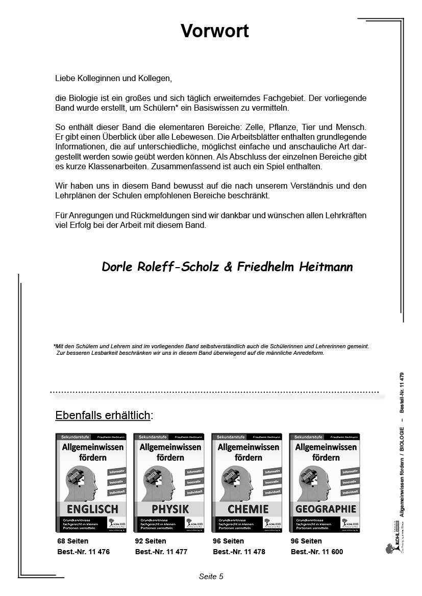 Allgemeinwissen fördern BIOLOGIE Allgemeinwissen fördern BIOLOGIE