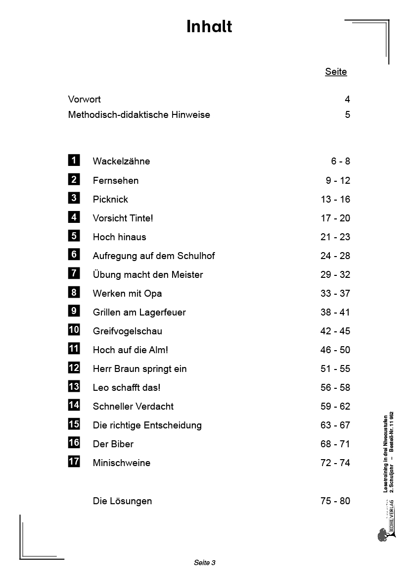 Lesetraining in drei Niveaustufen / Klasse 2