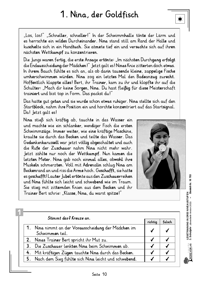 Lesetraining in drei Niveaustufen / Klasse 3