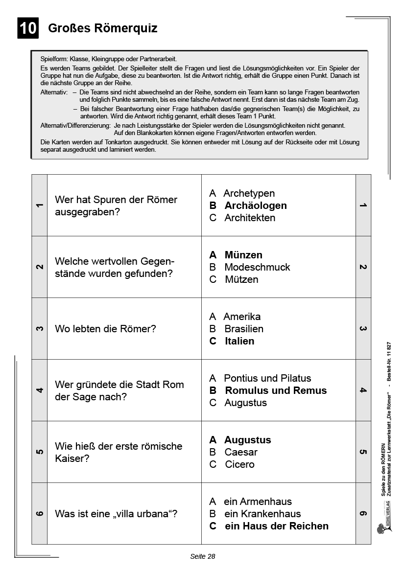 Spiele zu den Römern