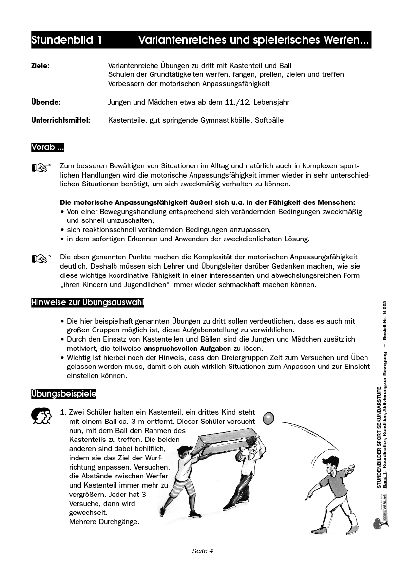 Stundenbilder Sport für die Sekundarstufe I