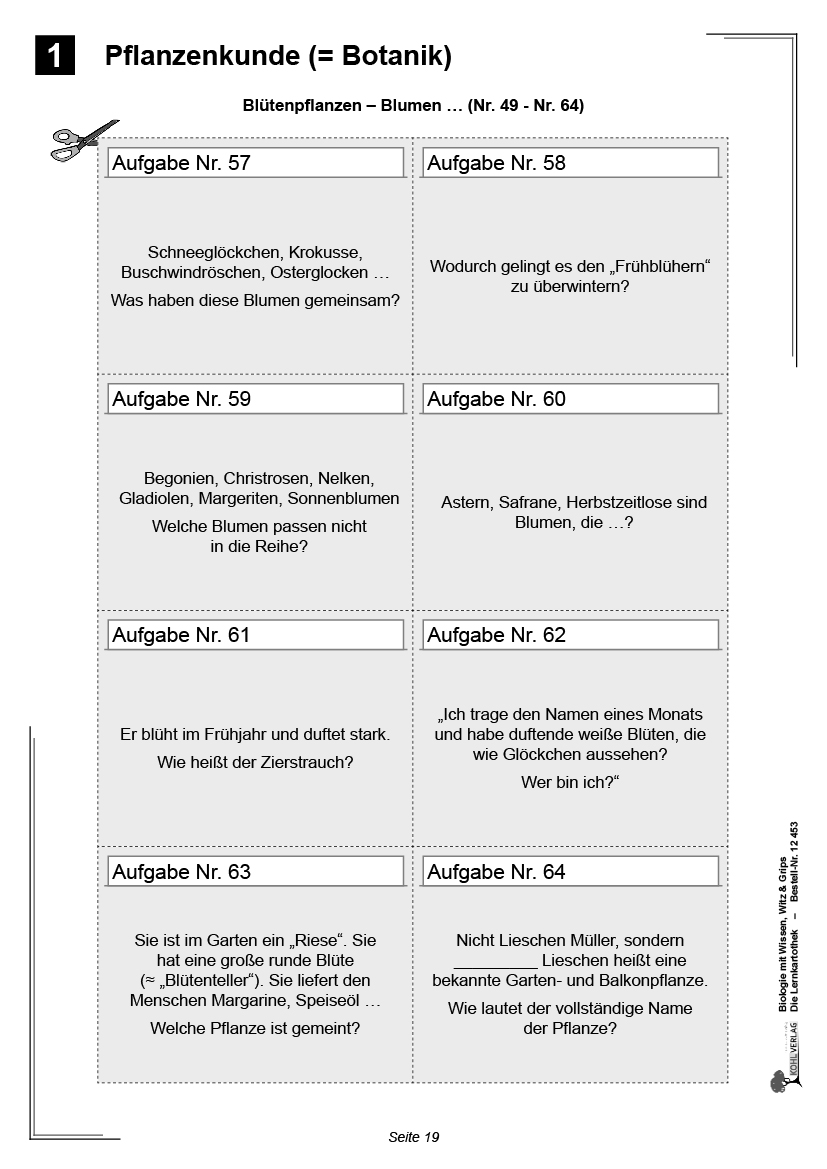 Biologie mit Wissen, Witz & Grips  -  Die Lernkartothek