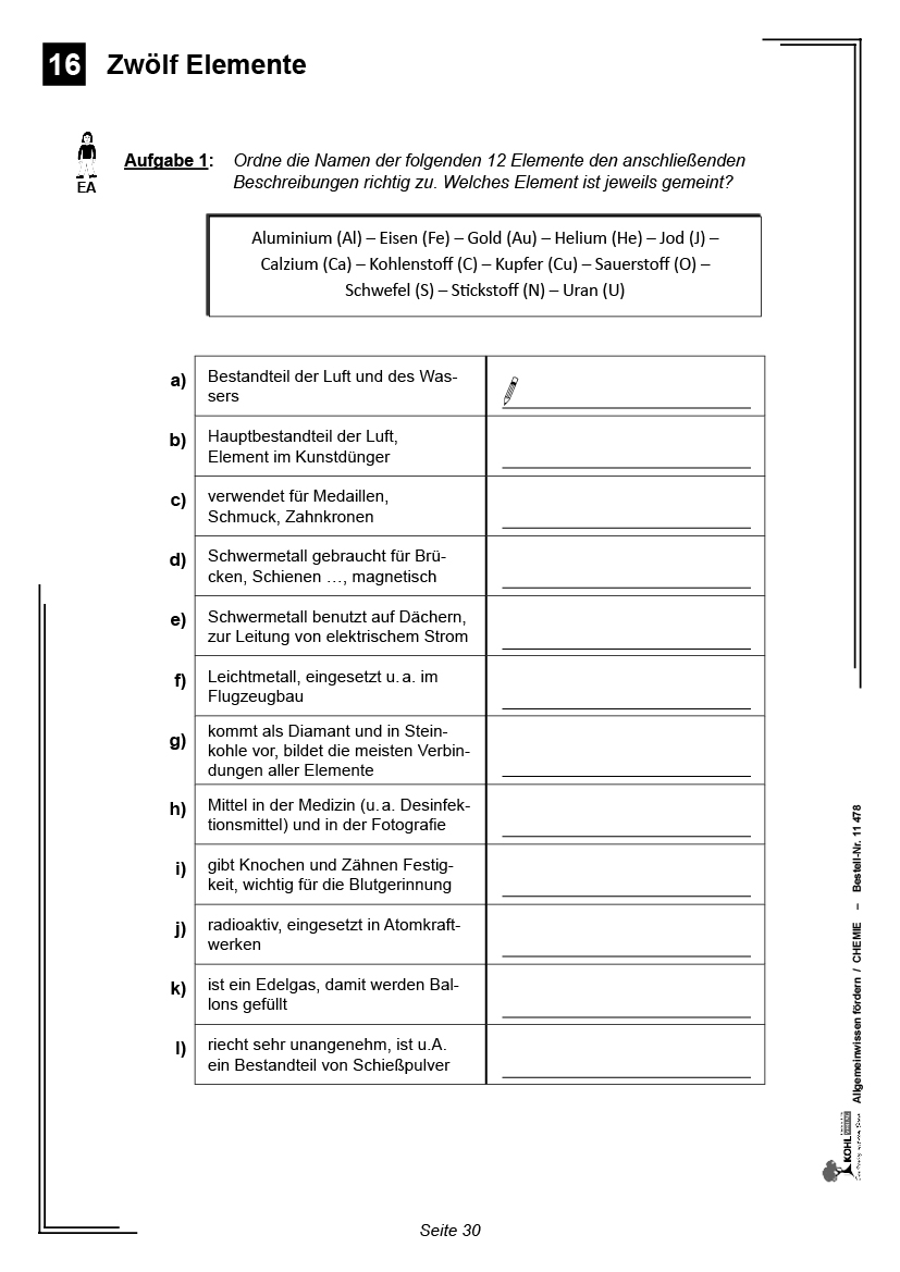 Allgemeinwissen fördern CHEMIE