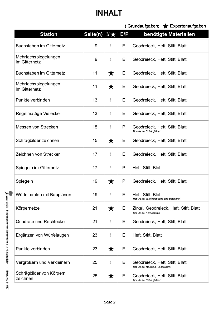 Stationenlernen Geometrie / Klasse 3-4