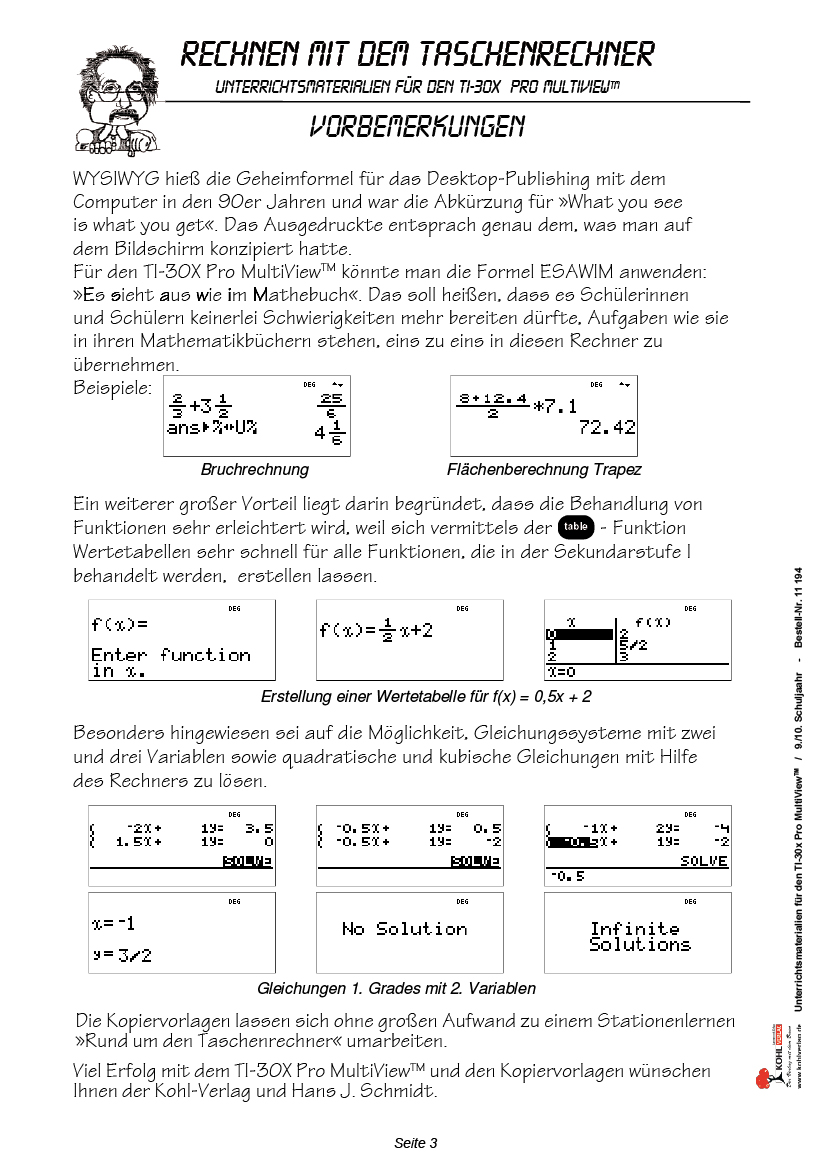 Rechnen mit dem Taschenrechner - 9./10. Schuljahr