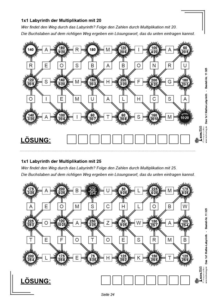 Das 1x1-Mathe-Labyrinth