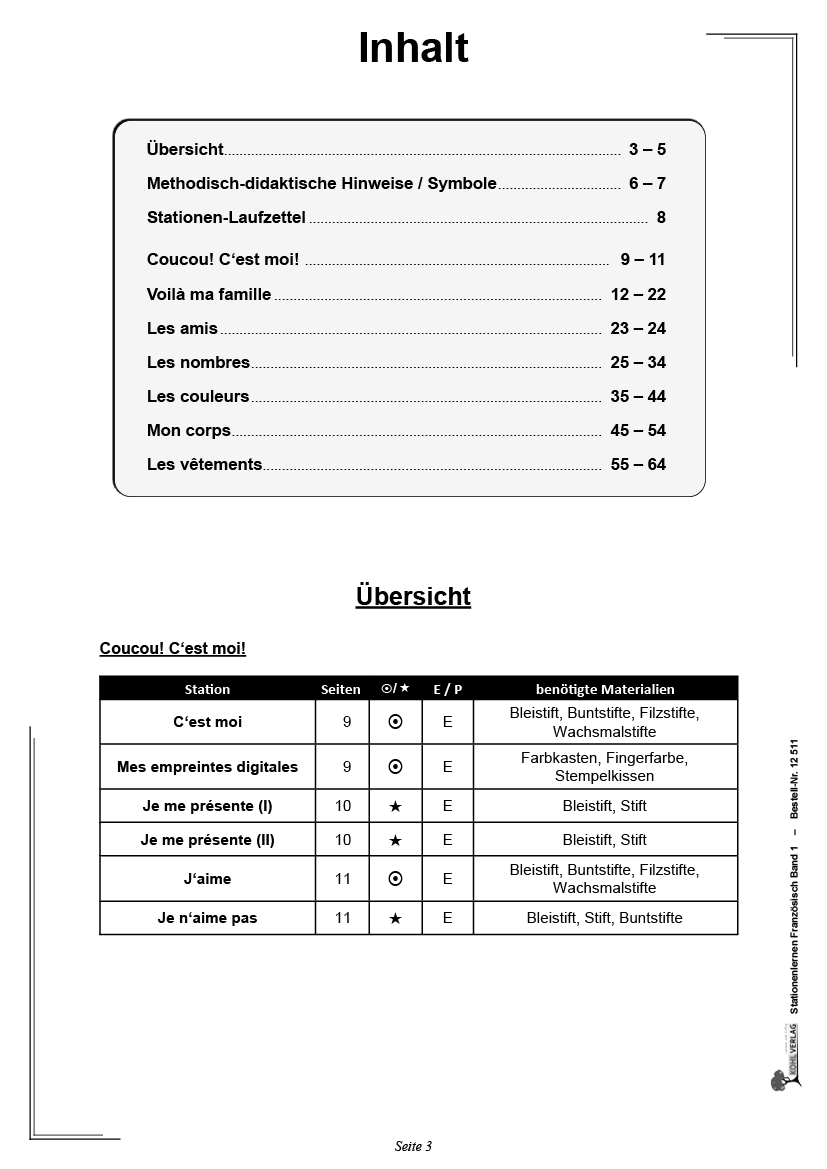 Stationenlernen Französisch 1 / Grundschule