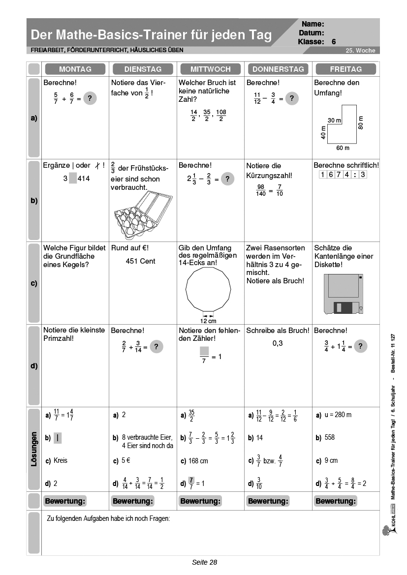 Mathe-Basics-Trainer / Klasse 6