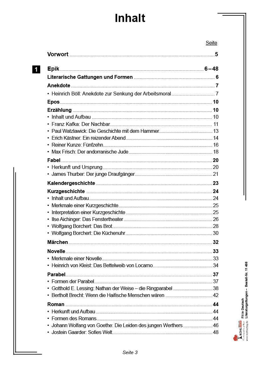 Fit in Deutsch - Literaturgattungen