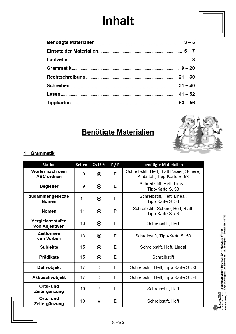 Stationenlernen Deutsch - Herbst & Winter / Klasse 3-4