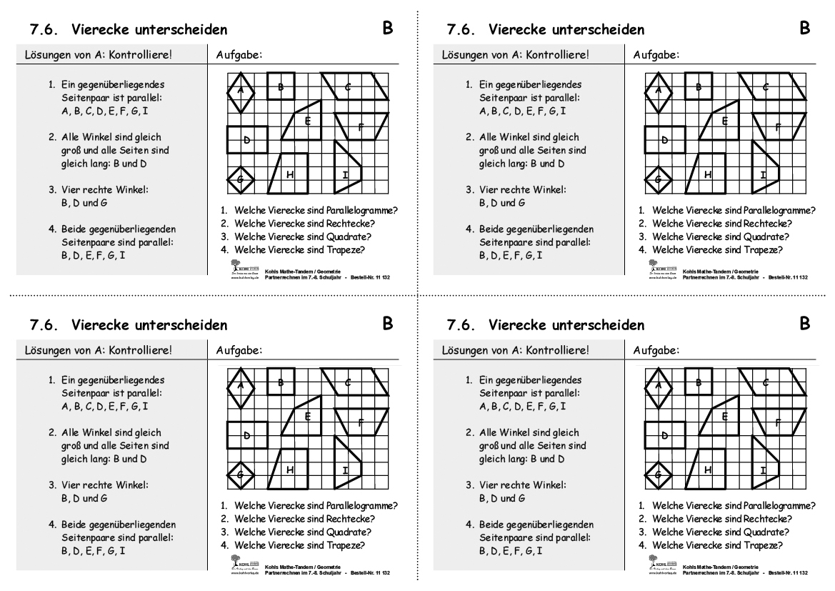 Kohls Mathe-Tandem Geometrie / Klasse 7-8