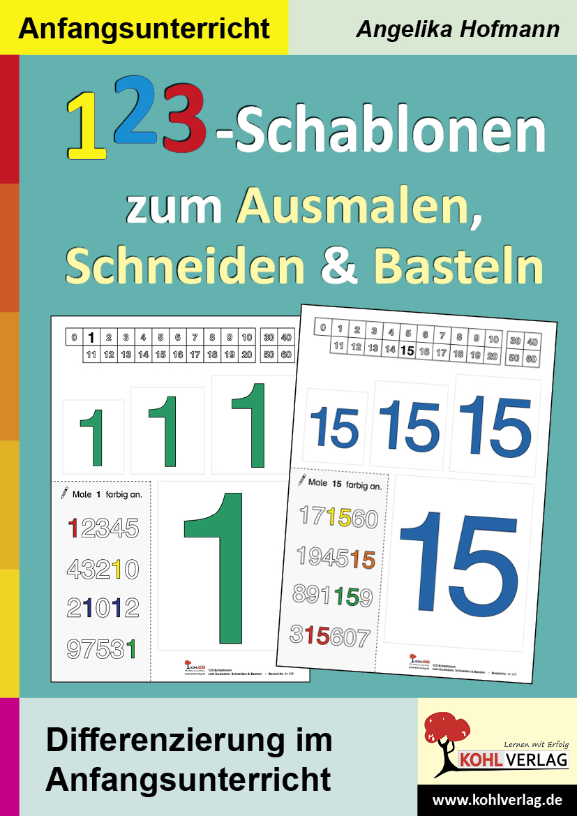 123-Schablonen zum Ausmalen, Schneiden und Basteln