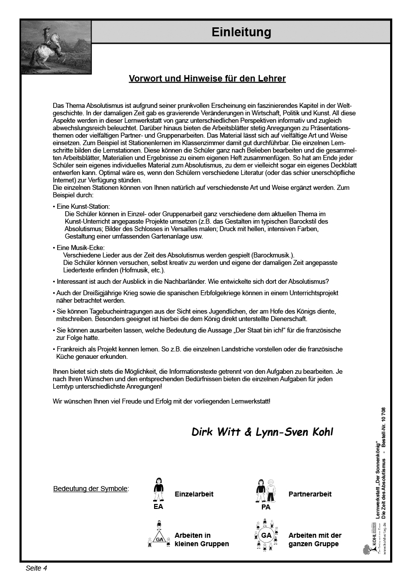 Lernwerkstatt Der Sonnenkönig (Ludwig XIV.) Lernwerkstatt Der Sonnenkönig (Ludwig XIV.)