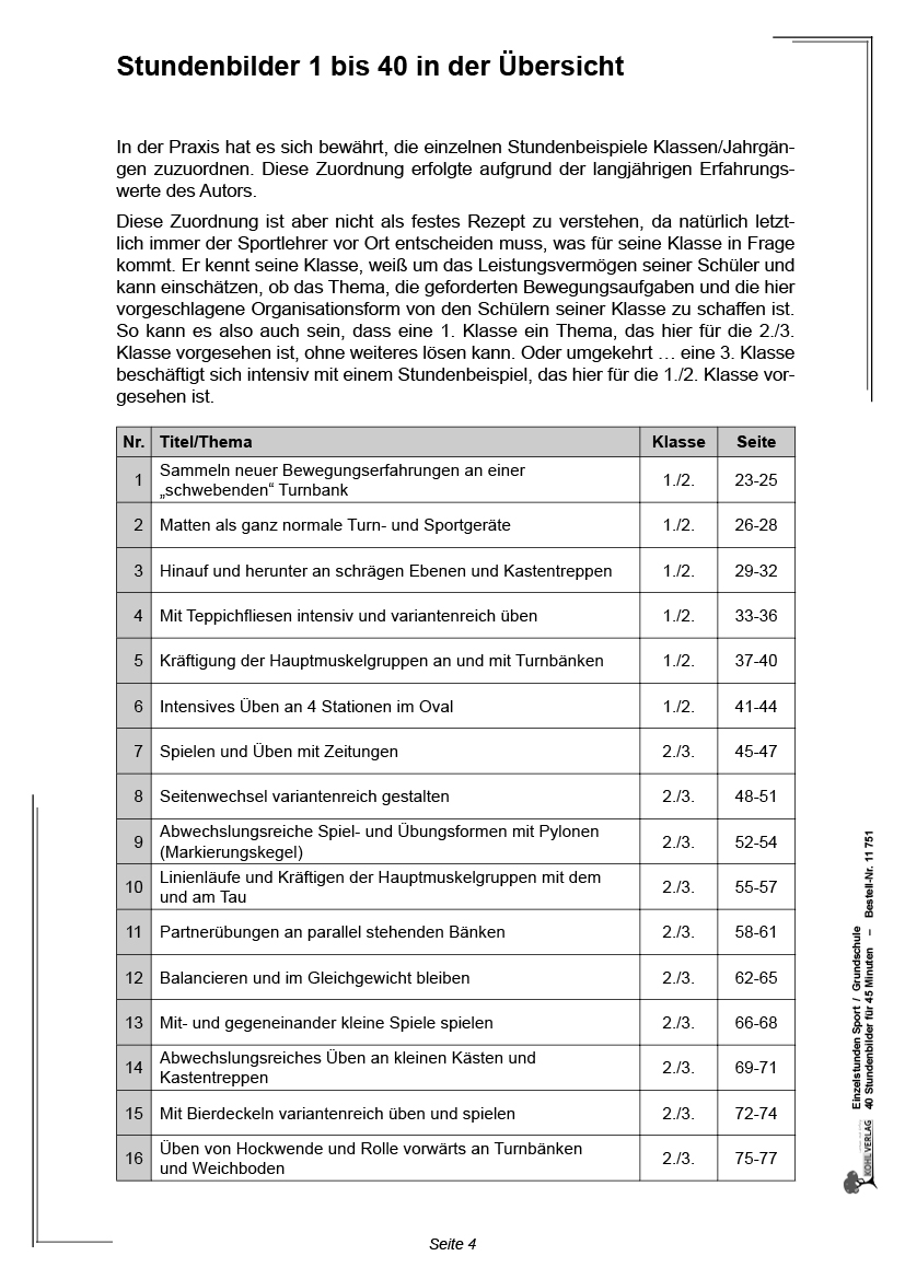 Einzelstunden Sport / Grundschule