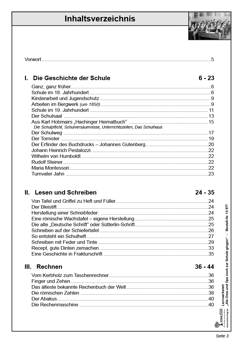 Lernwerkstatt Als Oma und Opa noch zur Schule gingen