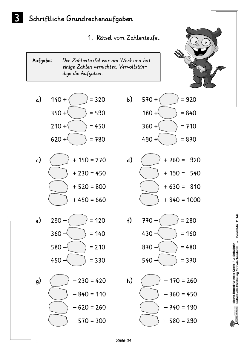 Mathe-Rätsel für helle Köpfe / Klasse 3