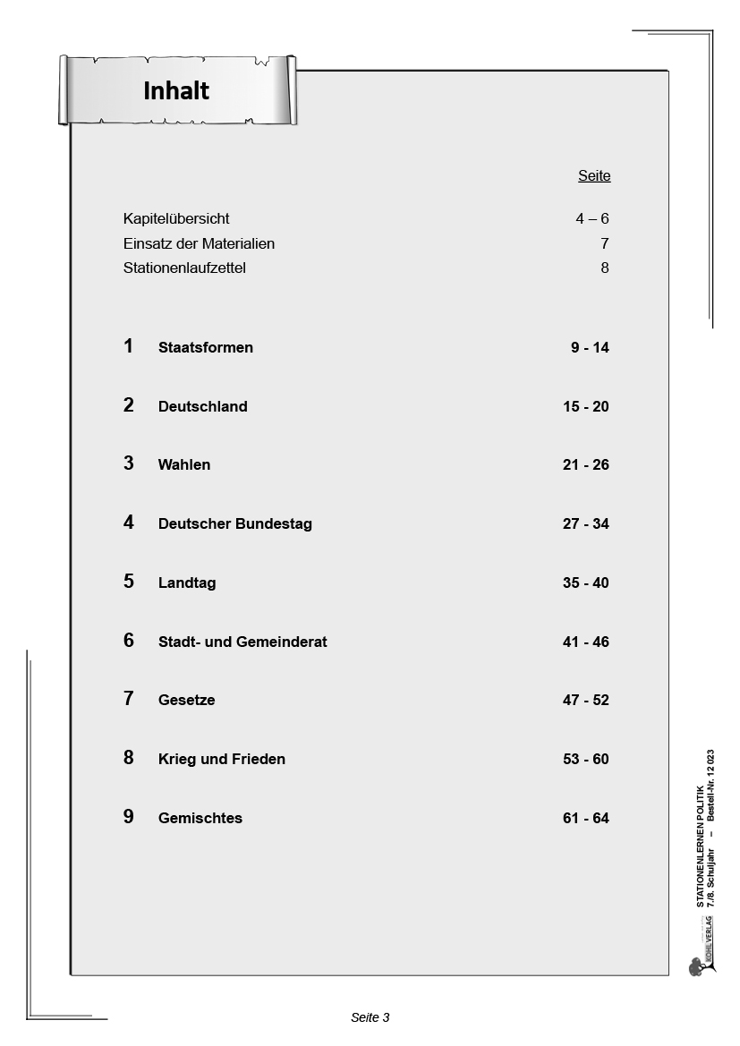 Stationenlernen Politik / Klasse 7-8