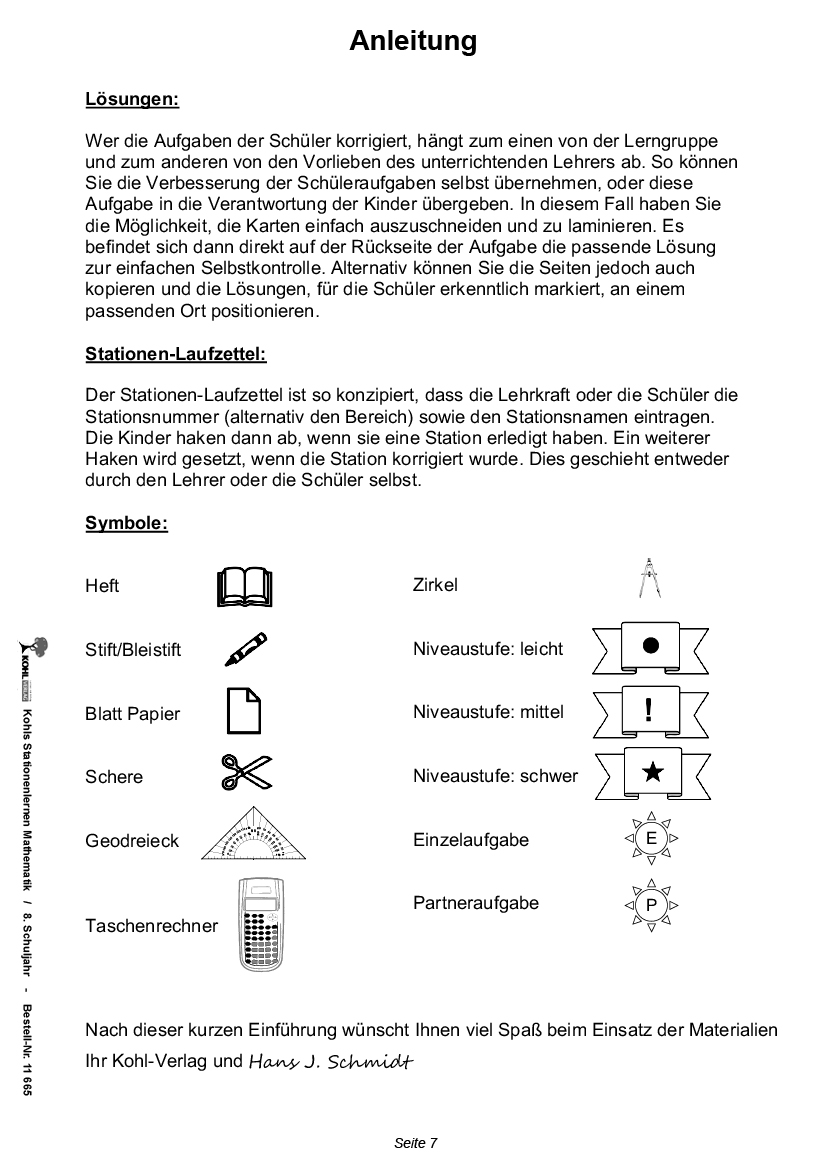 Stationenlernen Mathe / Klasse 8