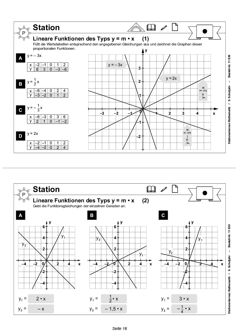 Stationenlernen Mathe / Klasse 9