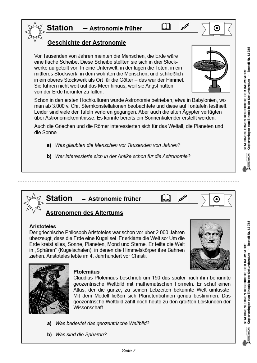 Stationenlernen Geschichte der Raumfahrt