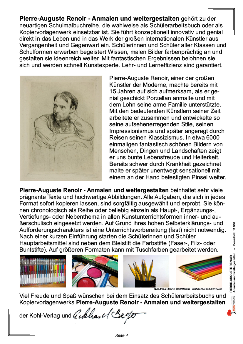 Pierre-Auguste Renoir ... anmalen und weitergestalten - Ein Schulmalbuch