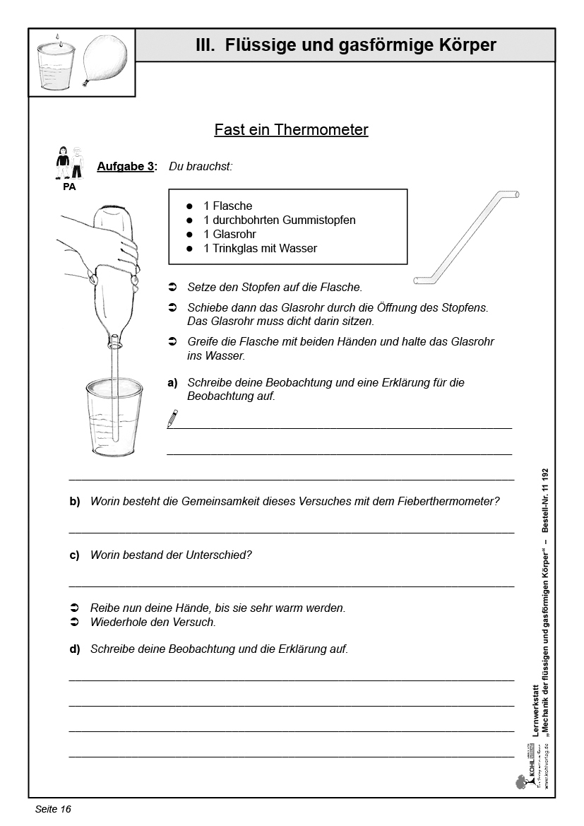 Lernwerkstatt Mechanik der flüssigen und gasförmigen Körper