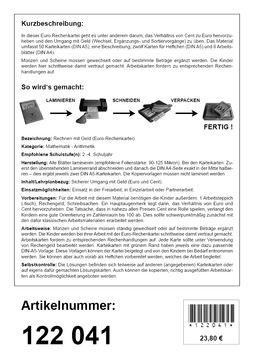 Rechnen mit Geld Rechnen mit Geld