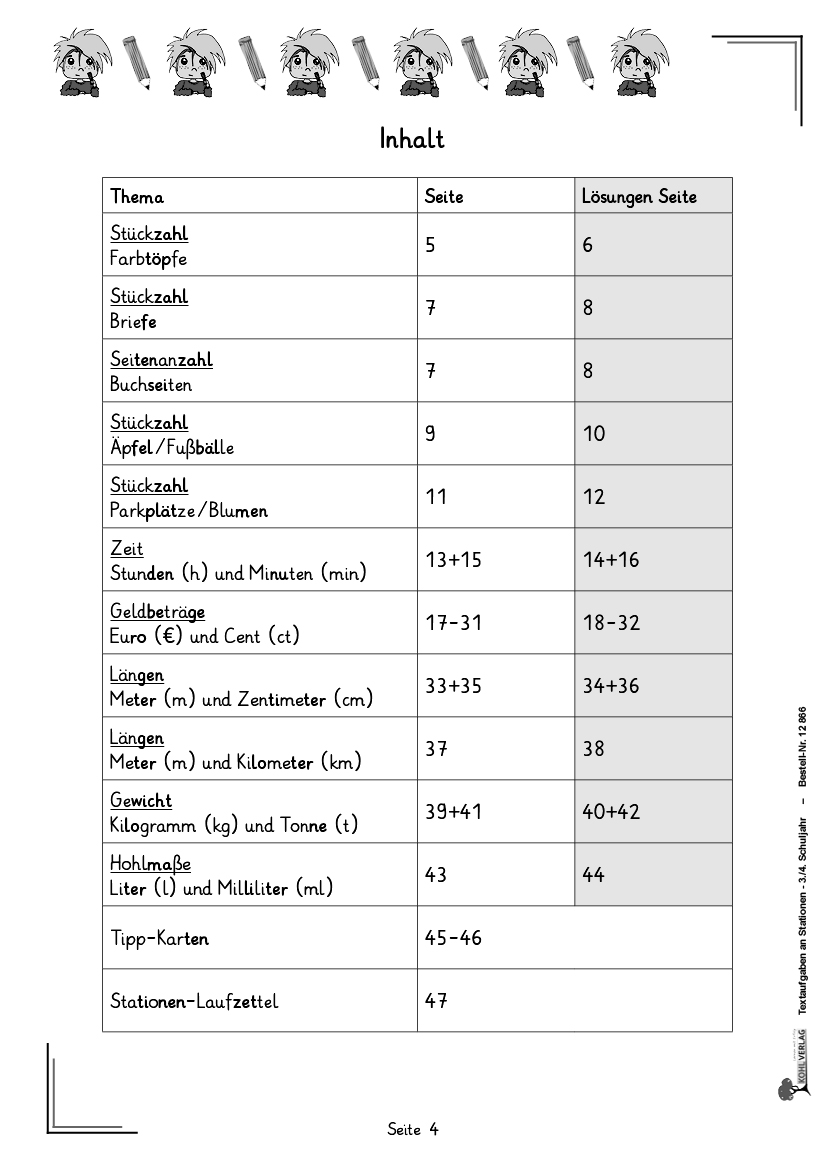 Textaufgaben an Stationen / Klasse 3-4