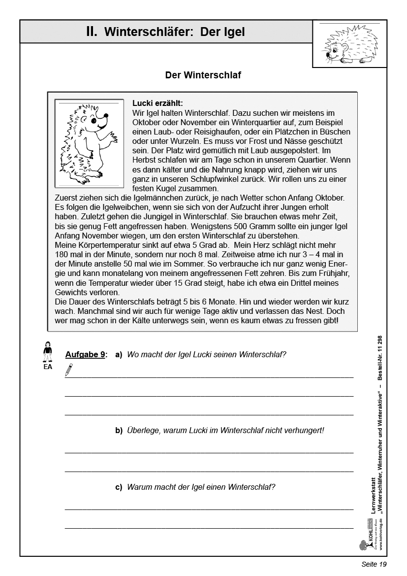 Lernwerkstatt Winterschläfer, Winterruher & -aktive Lernwerkstatt Winterschläfer, Winterruher & -aktive