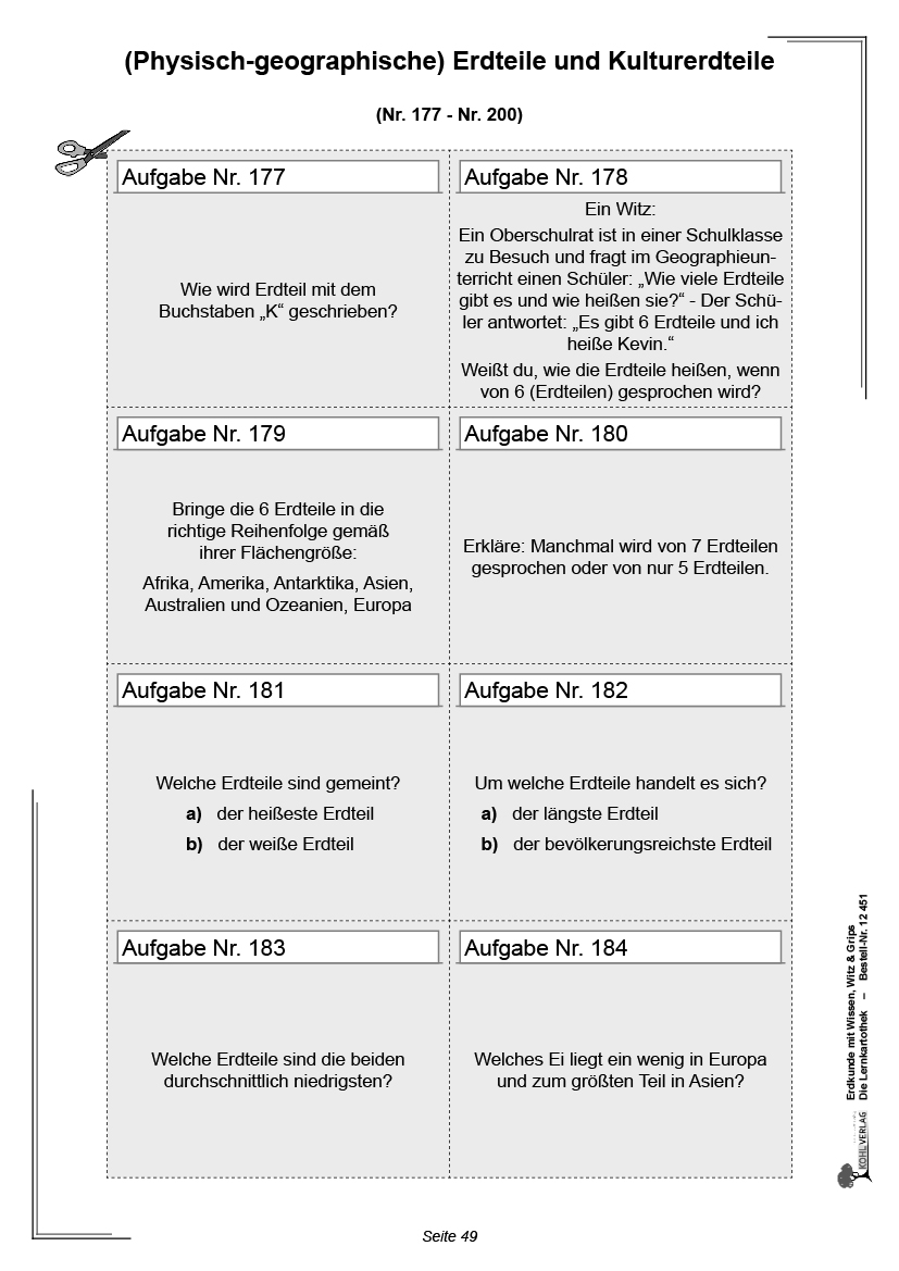 Erdkunde mit Wissen, Witz & Grips  -  Die Lernkartothek