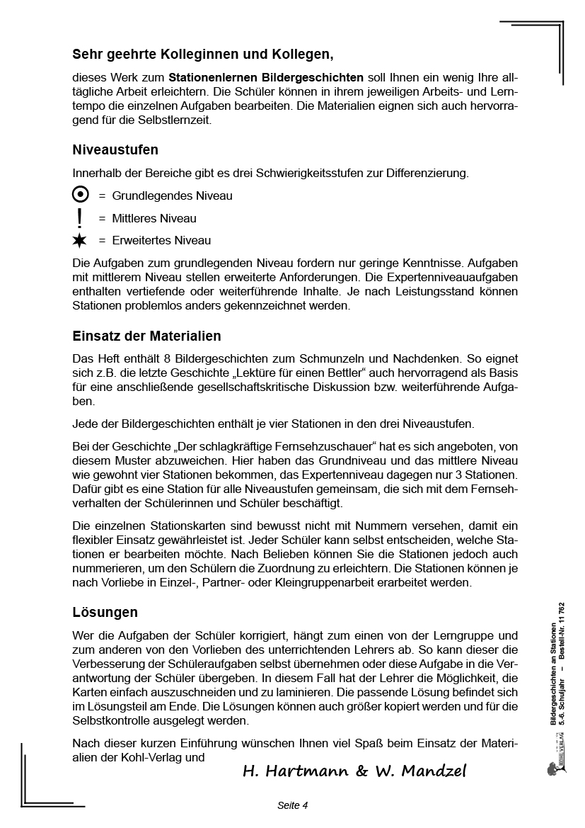 Bildergeschichten an Stationen / Klasse 5-6