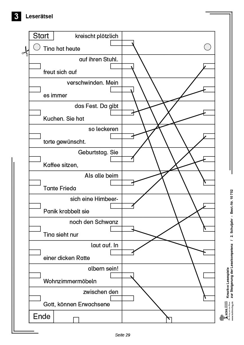 Kreative Lesespiele / Klasse 2