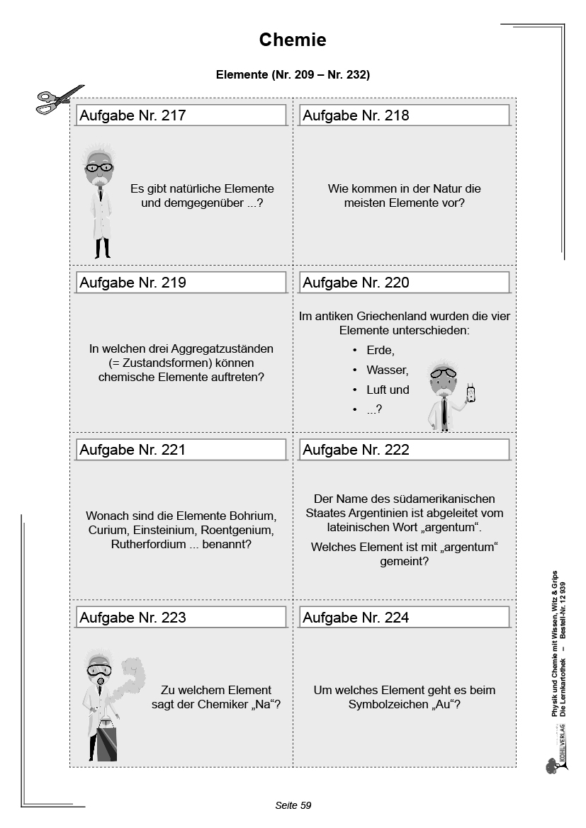 Physik und Chemie mit Wissen, Witz & Grips  -  Die Lernkartothek