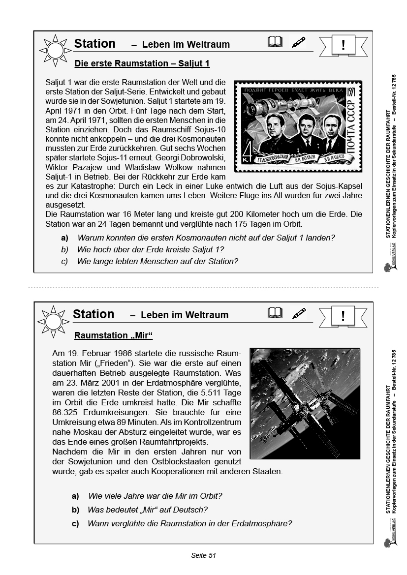 Stationenlernen Geschichte der Raumfahrt