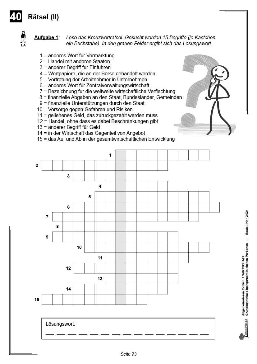 Allgemeinwissen fördern WIRTSCHAFT