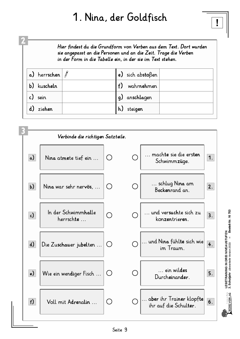 Lesetraining in drei Niveaustufen / Klasse 3