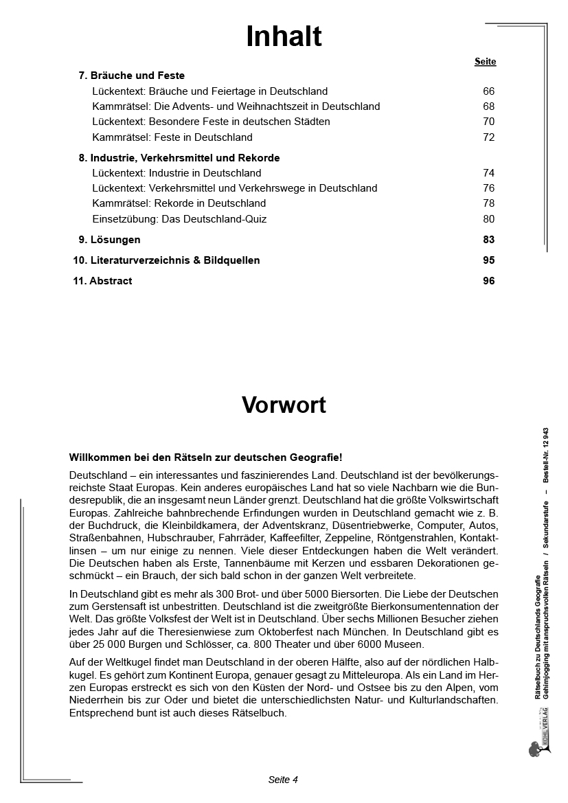 Rätselbuch zu Deutschlands Geografie