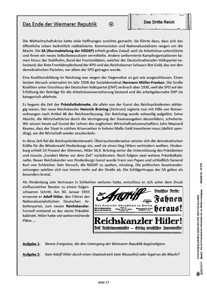 Stationenlernen Geschichte Deutschlands II Stationenlernen Geschichte Deutschlands II