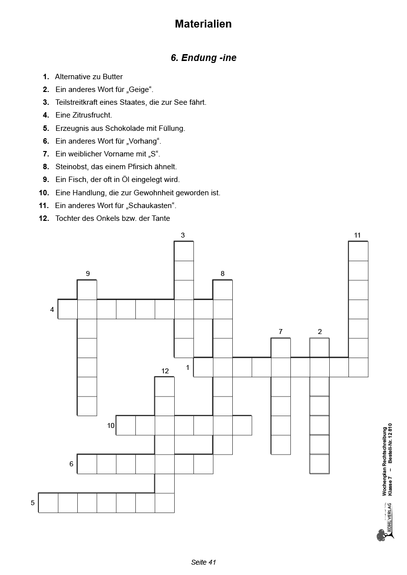 Wochenplan Rechtschreibung / Klasse 7