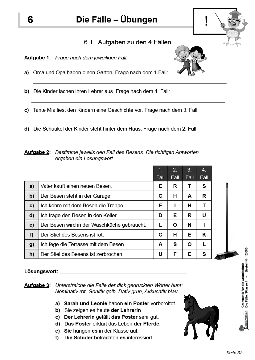 Grammatik für die Grundschule - Die Fälle / Klasse 4