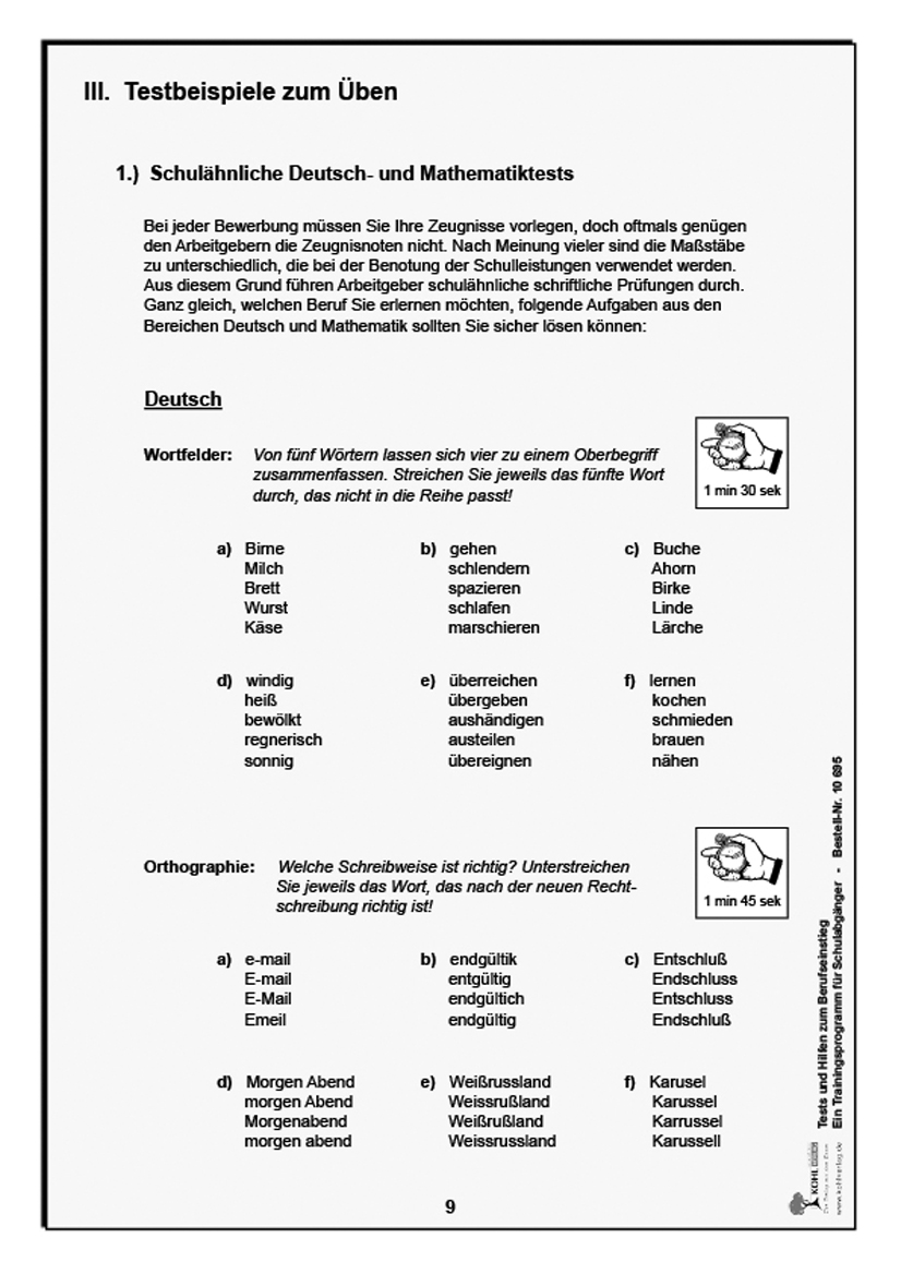 Tests und Hilfen zum Berufseinstieg