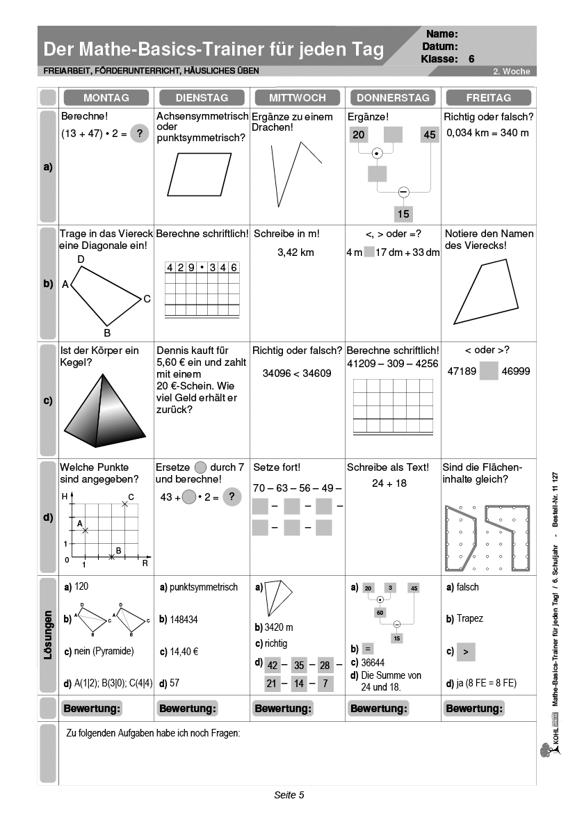 Mathe-Basics-Trainer / Klasse 6