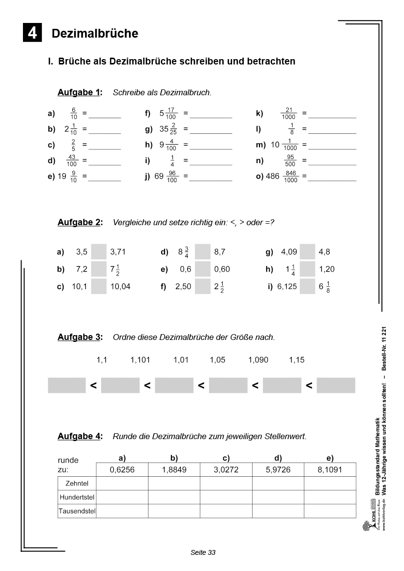 Bildungsstandard Mathematik / Klasse 6