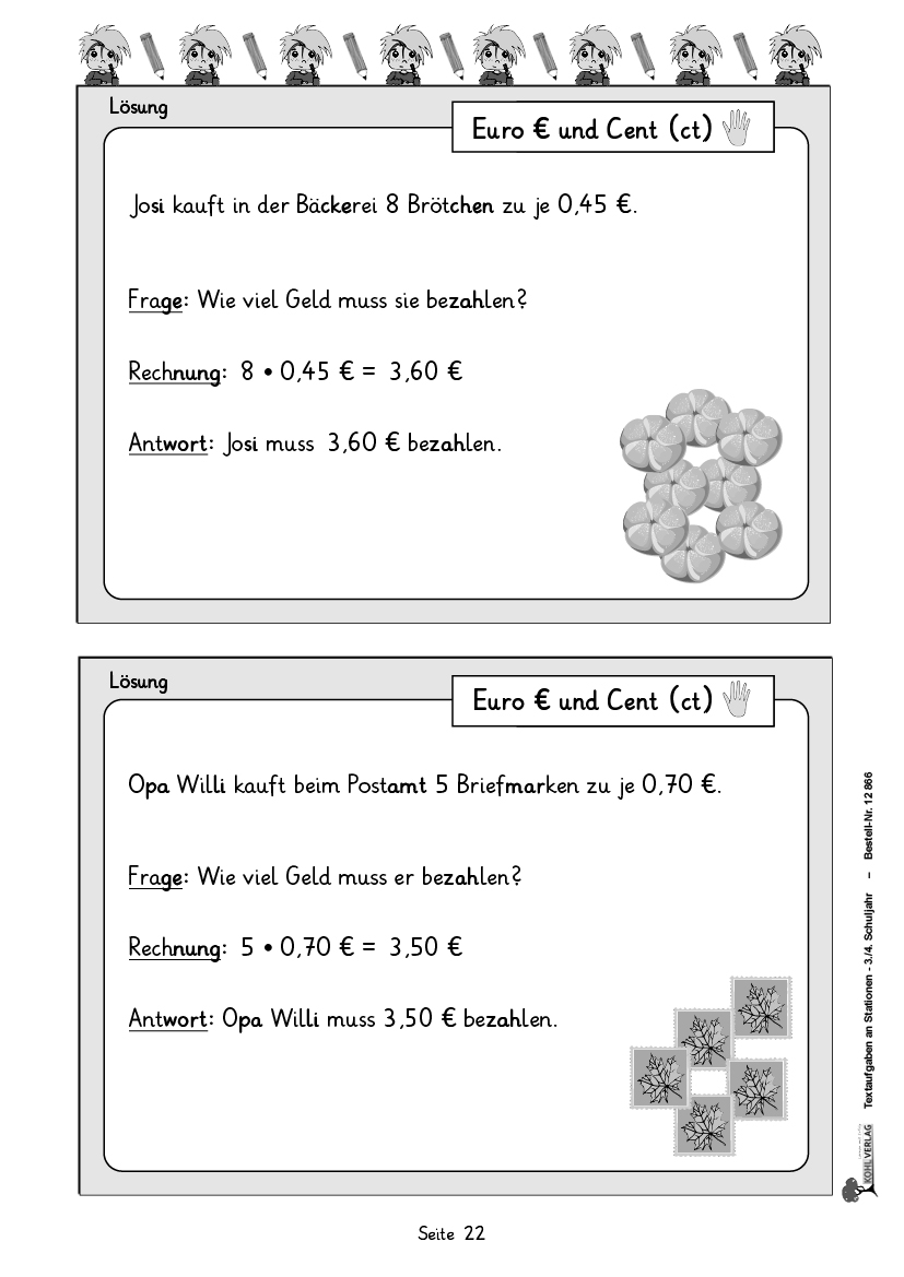 Textaufgaben an Stationen / Klasse 3-4