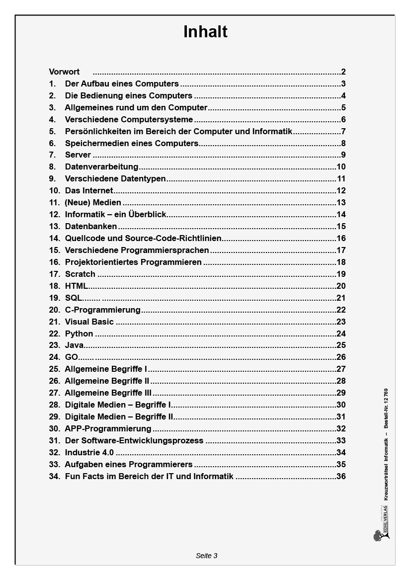 Kreuzworträtsel Informatik