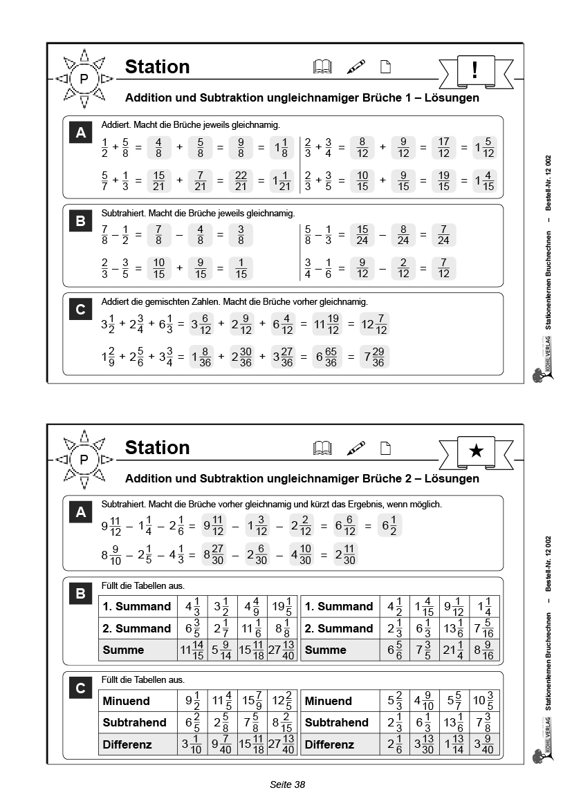 Stationenlernen Bruchrechnung