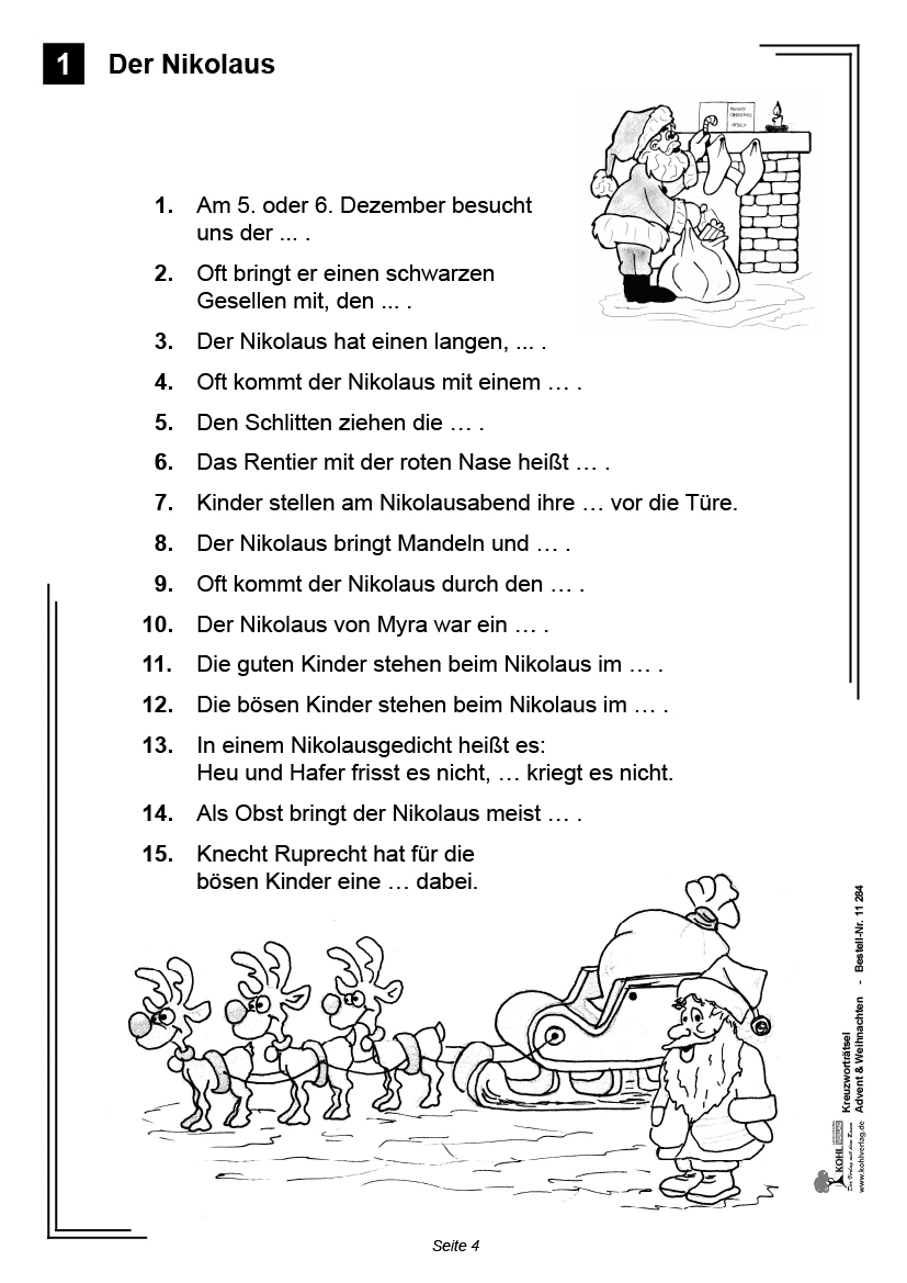 Kreuzworträtsel Advent & Weihnachten