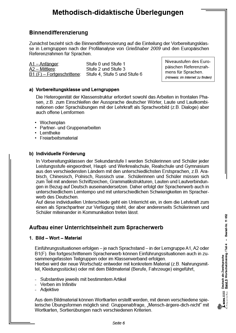 Deutsch als Zweitsprache in Vorbereitungsklassen V